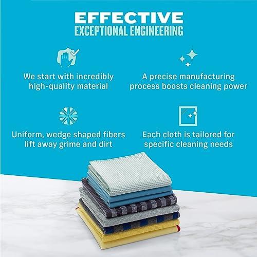 E-Cloth E-Cloth Home Cleaning Set with Microfiber Cleaning Cloths for Cars, Bathroom, Kitchen, & More - Microfiber Towels That Clean with No Added Chemicals - 8 Specialized Cloths in Assorted Colors