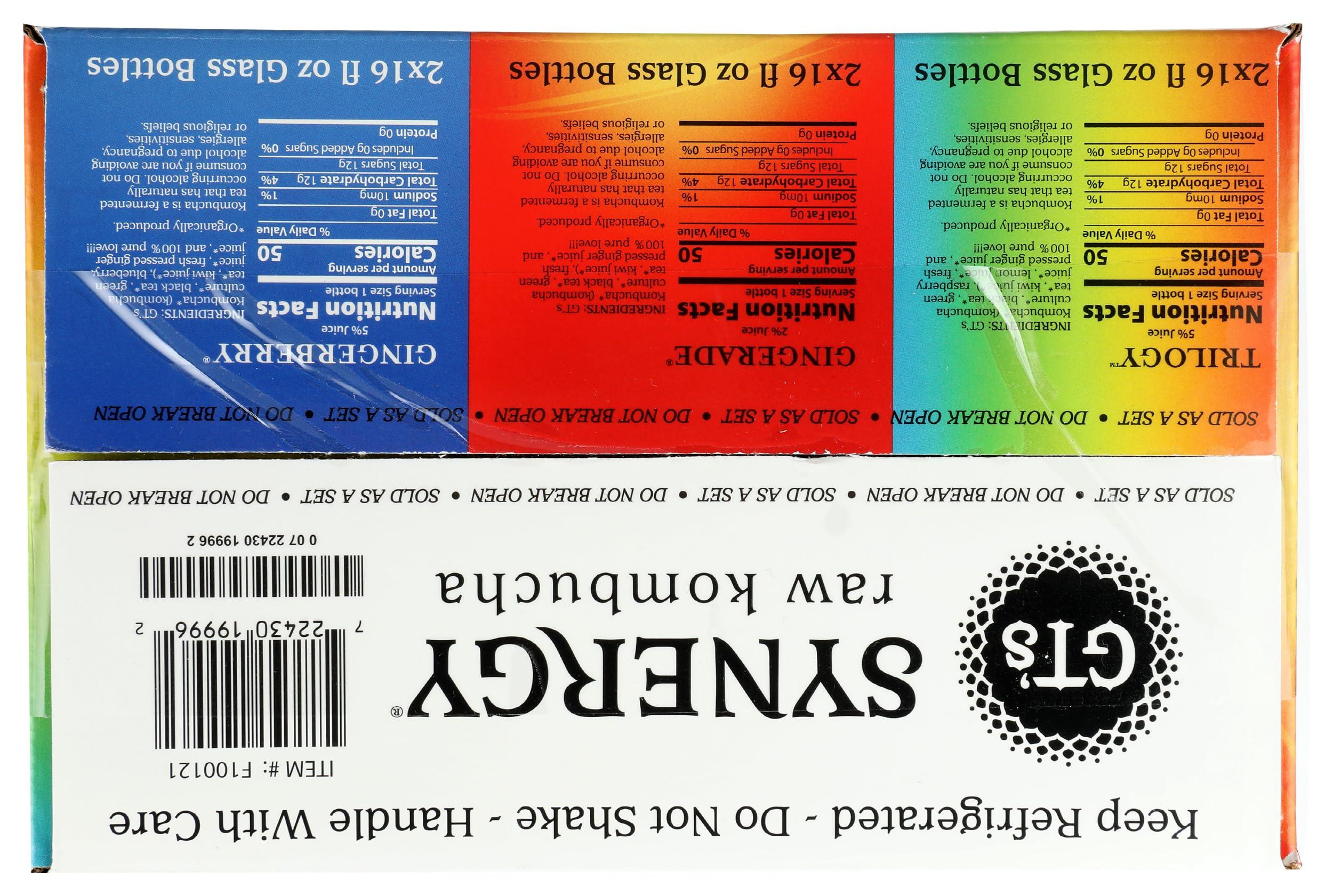 GTs Living Foods GTS LIVING FOODS Organic Synergy Kombucha Variety 6 Pack, 16 FZ