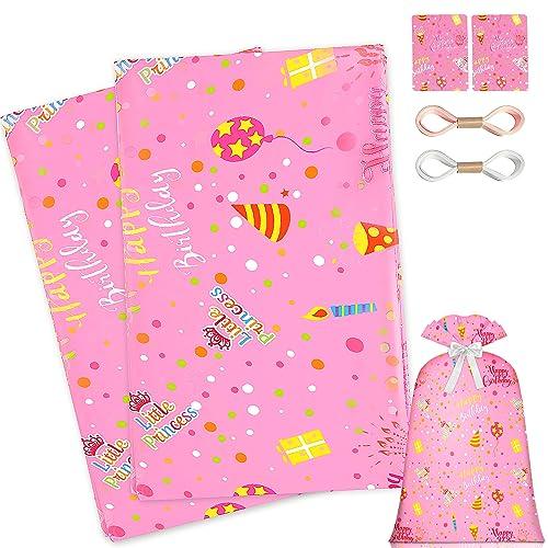 BWLOIES Jumbo Gift Bag Birthday Gift Bag for Girls Kids,Big Gift Bags for Huge Gift Bags Giant Gift Bags with Happy Birthday Cake Balloon Pink Design,Extra Large Gift Bag Oversized Gift Bags Bithday Gift Wrap Bag for Present Bag,Wrapping Bags for large Gifts