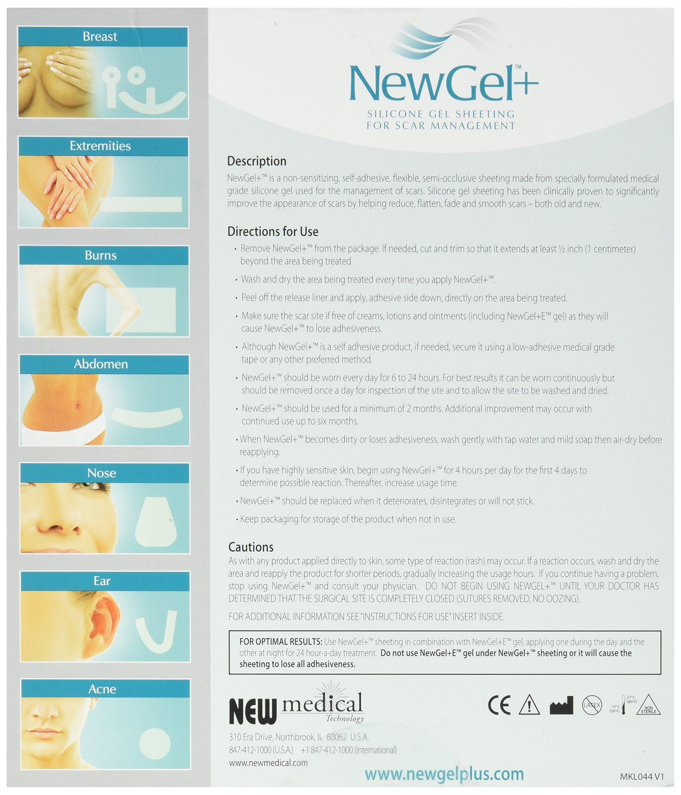 MyNewGel NewGel+ Advanced Silicone Professional Scar Treatment Tape for Irregular Shaped Scars from Surgery, Injury, Keloids, Burns, Reusable, 5\" x 6\" (1 Count) (Clear)