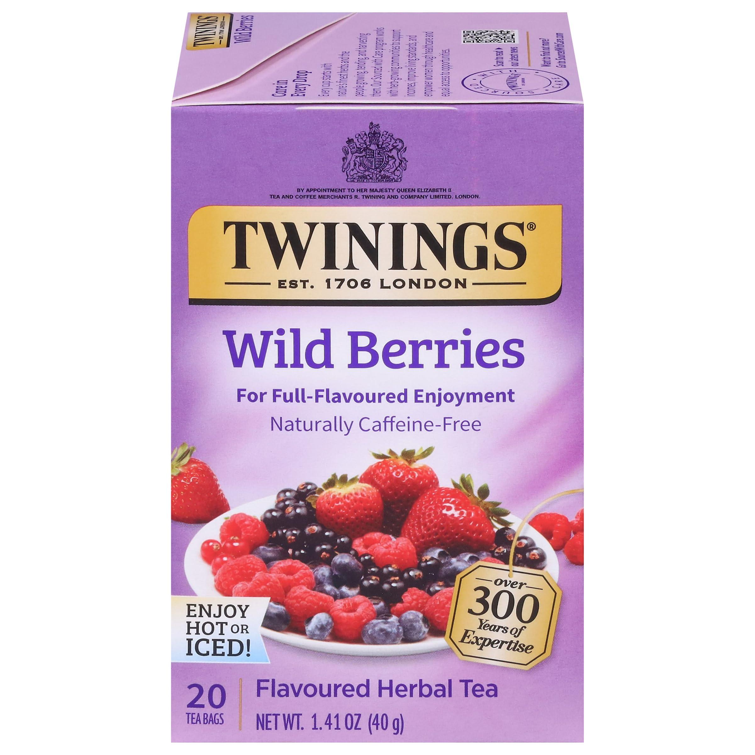 Twinings Twinings Wild Berries Tea - A Naturally Caffeine-Free Herbal Tea Bursting with Fresh & Uplifting Berry Tea Flavours, Individually Wrapped Tea Bags, 20 Count