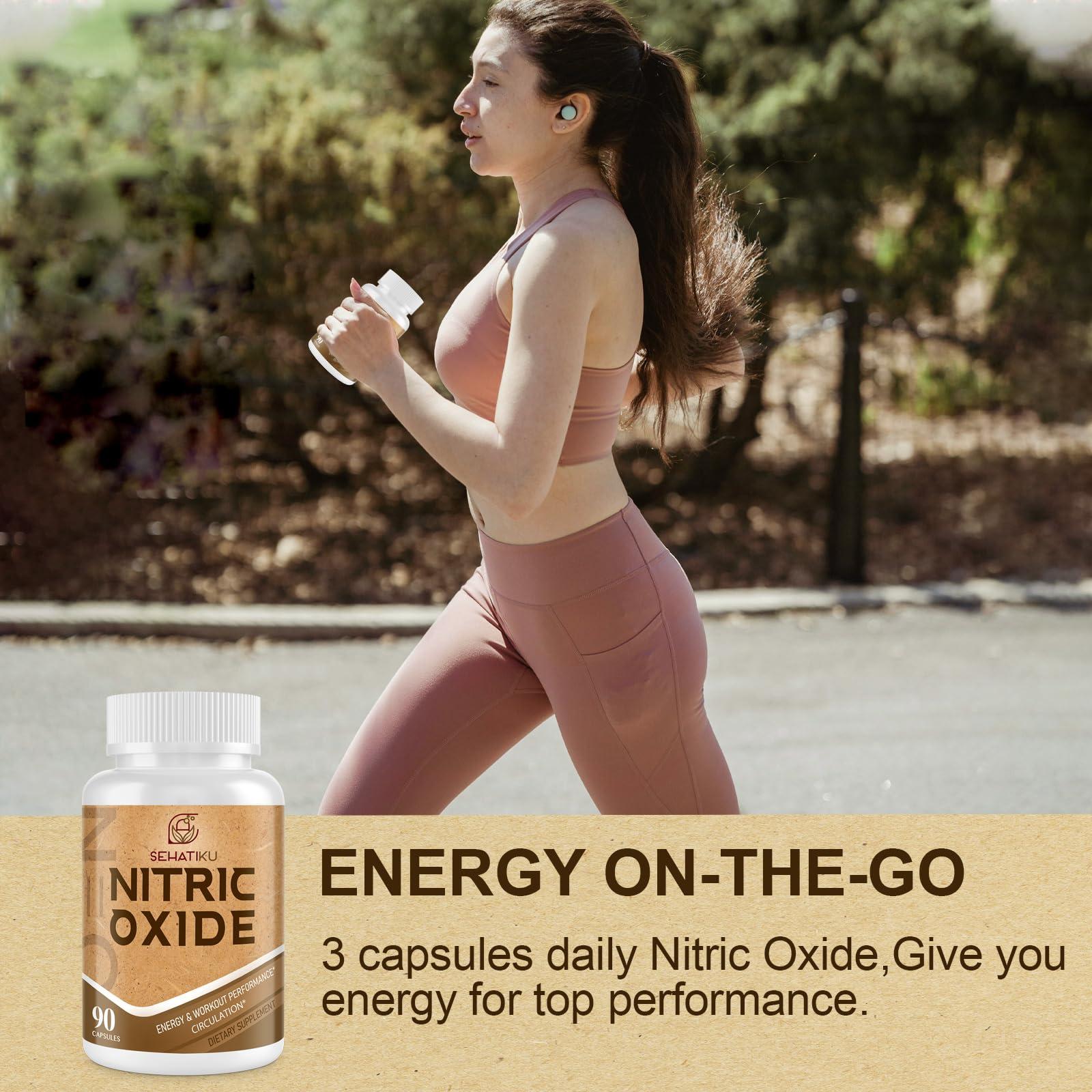 SehatiKu SehatiKu Nitric Oxide Supplement 2255 MG, Nitric Oxide Booster & 6-in-1 Phytonutrient Blend for Heart, Circulation, Immune - 90 Capsules (1 Bottle)