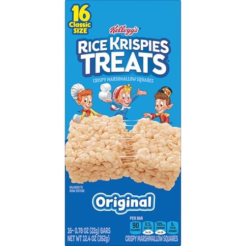RICE KRISPIES TREATS Rice Krispies Treats Crispy Marshmallow Squares, Kids Snacks, Snack Bars, Original, 12.4oz Box (16 Bars)