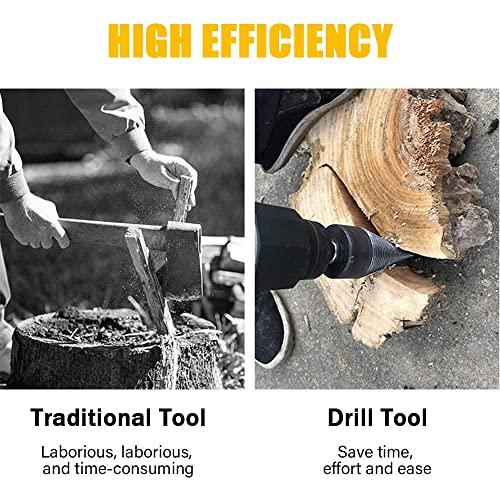 Hilitand Hex Shank Firewood Drill Bit Wood Splitter, 1.3in High Hardness Splitting Cone Reamer Punch Drilling Tool for Family Outdoor Camping Farm