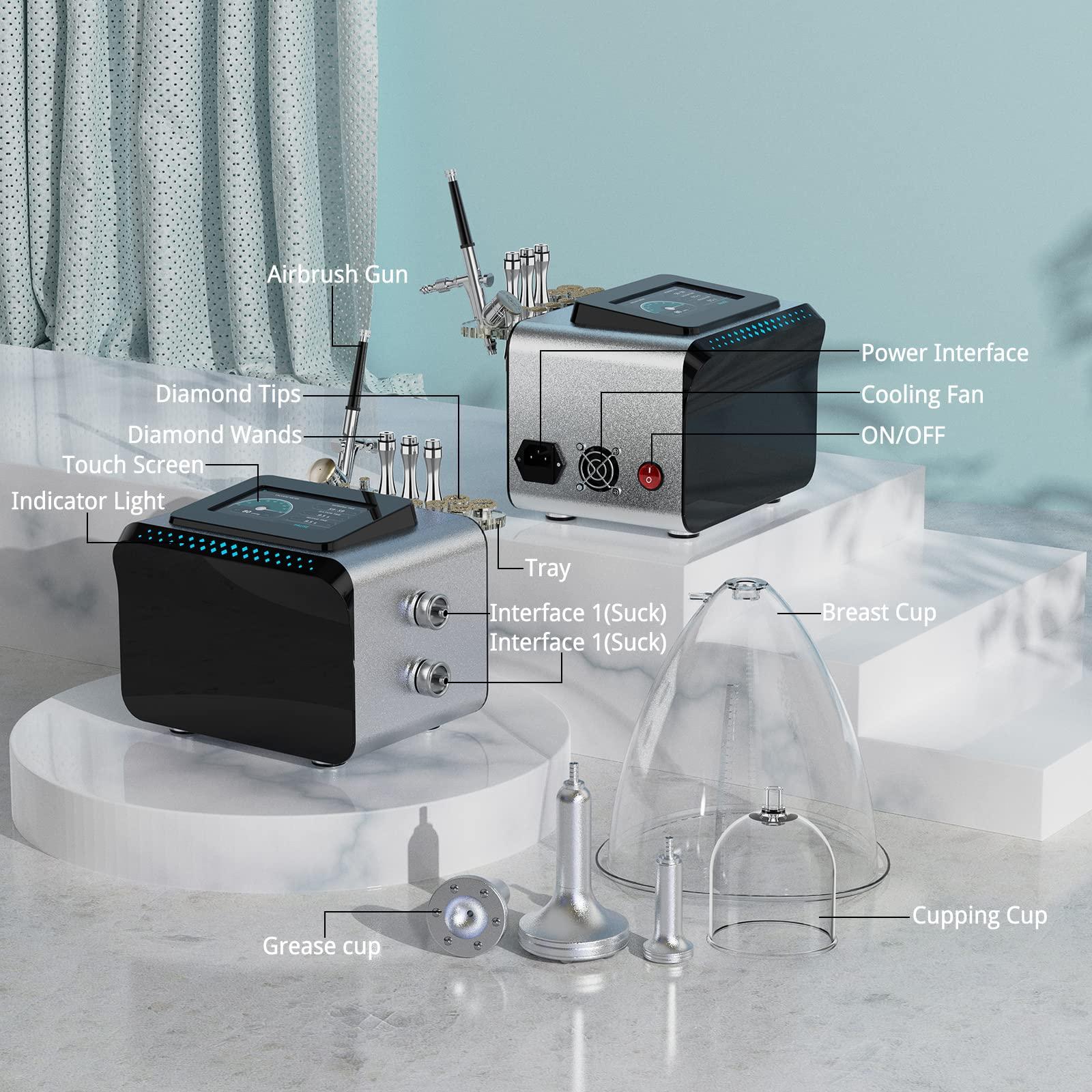 Meifuly Vacuum Therapy Machine, 3 in 1 Vacuum Cupping Therapy Sets with 1800ML and 1500ML Large Cups, 3 Gua Sha Head, 0-80 cmHg, 5 inch Touch Screen