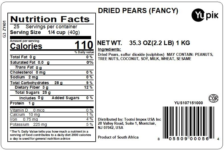 Yupik Yupik Dry Fruits, Dried Fancy Pears, 2.2 lb (Pack of 2)