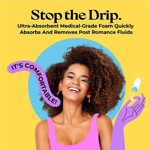 Berkland [25 Pack] Swizzle Stick Absorbing Sponge for Women - Ultra-Absorbent Post-Romance Cleanup Sponge to Stop The Drip - Long Handle, Easy Grip, Individually Packaged