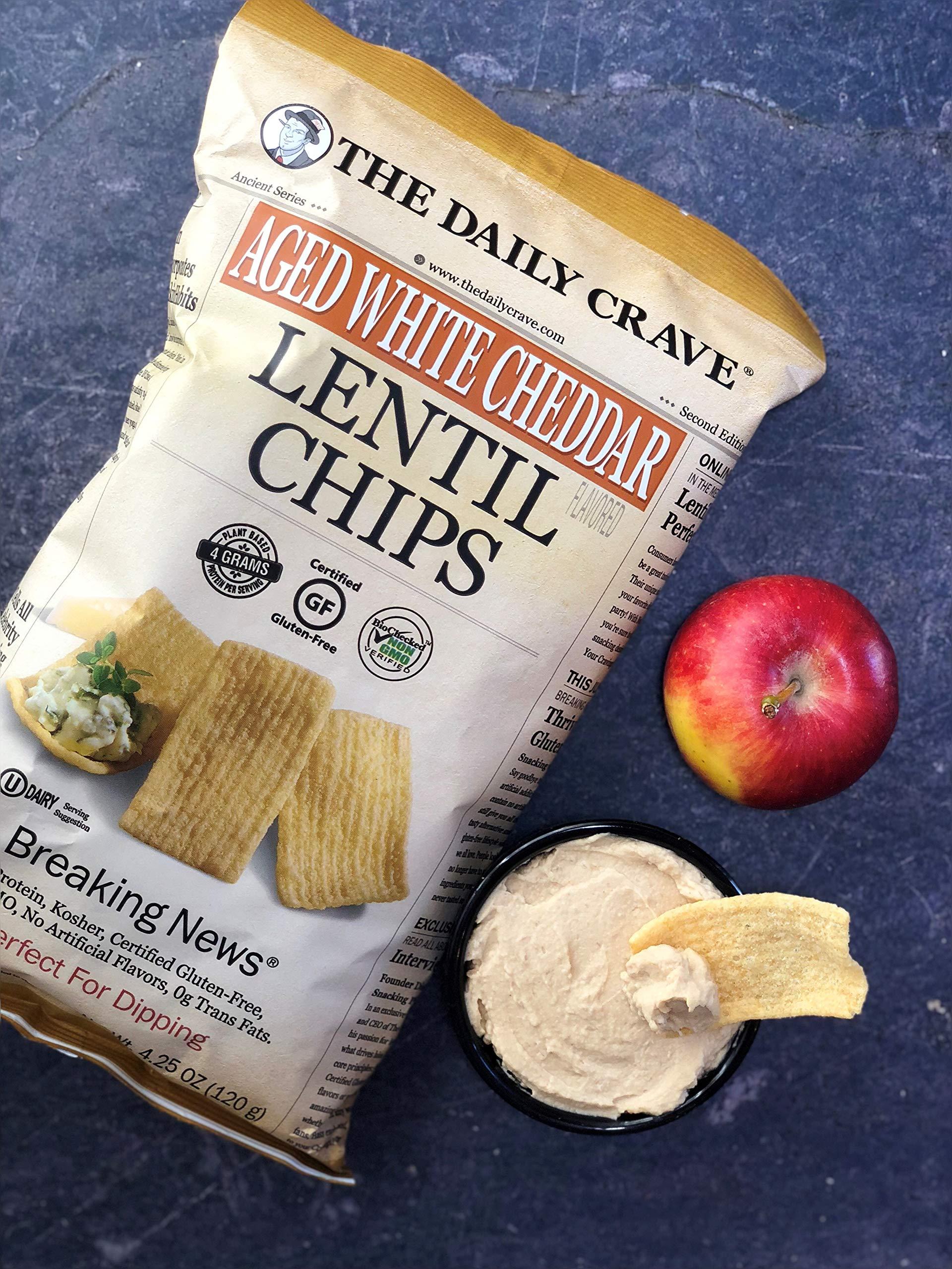 The Daily Crave The Daily Crave Aged White Cheddar Lentil Chips - 4 G Protein, Gluten-Free, Non-Gmo, Kosher, Crunchy, 4.25 Ounce (Pack Of 8)