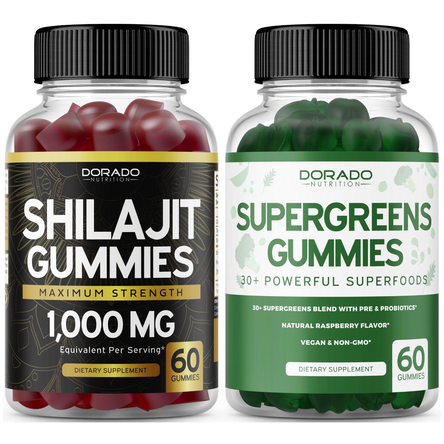 DORADO NUTRITION DORADO NUTRITION Shilajit Gummies for Men & Women (60 Gummies) and Supergreens Gummies (60 Count) Daily Greens Gummies
