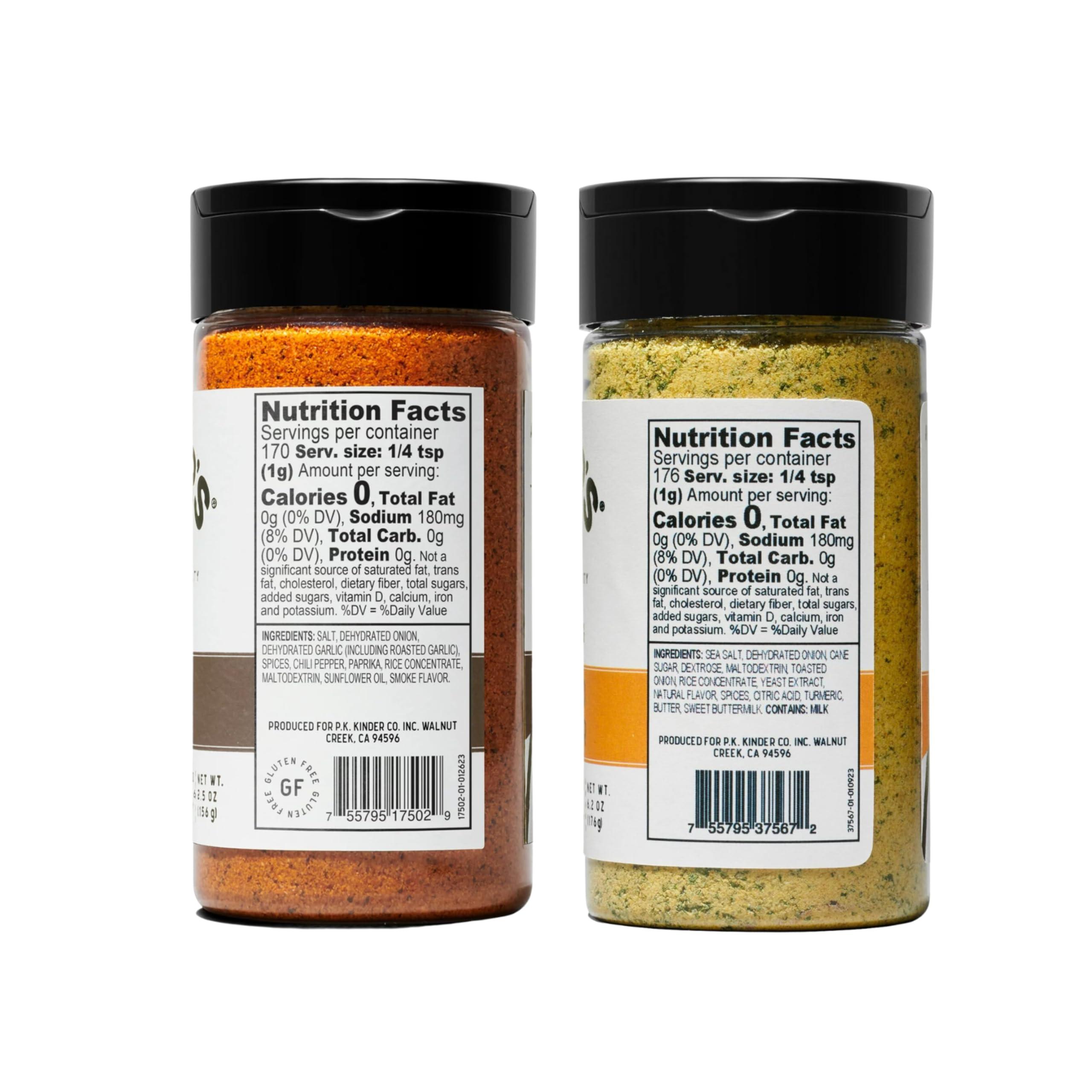 AMCIENT Kinders Seasoning Variety Pack - The Blend, Woodfired Garlic, Buttery Steakhouse, Buttery Garlic And Herb, Caramelized Onion Butter Bundled With Food Pouch And Microfiber Wash Cloth By AMCIENT.