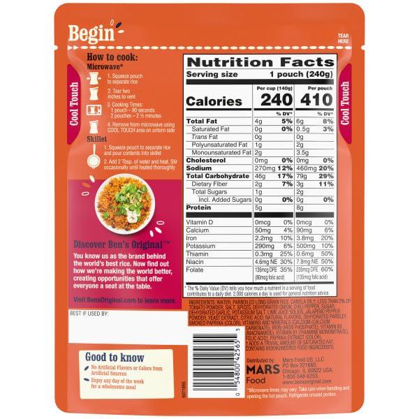 BEN\'S ORIGINAL BEN\'S ORIGINAL Ready Rice Spicy Mexican Style Flavored Rice, Easy Dinner Side, 8.5 oz Pouch (Pack of 12)