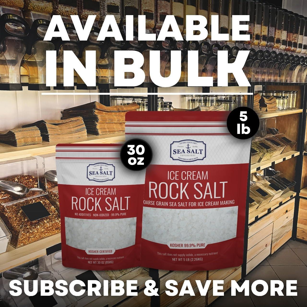 Sea Salt Superstore Ice Cream Salt, Rock Salt for Ice Cream Making, Universally Compatible Coarse Sea Salt and Non-Iodized Salt for All Ice Cream Maker, 10 lb (5 lb 2-Pack) Bags, Sea Salt Superstore