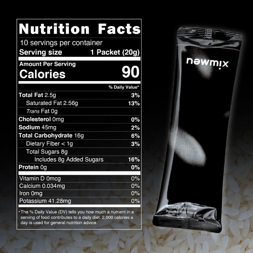 newmix newmix Korean Instant Coffee Premium 7.05 OZ 10 Sticks Korean Mix Coffee Roasted rice Nutty flavor 3 in 1 Sweet Flavor with Creamer (10 Single Serve Packets)
