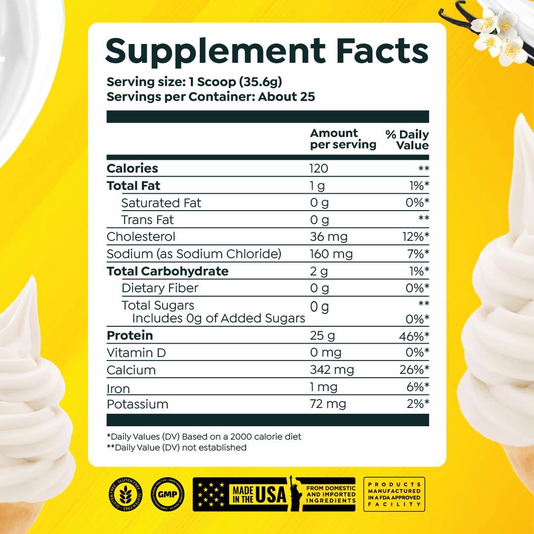 HTLT Supps Casein + Whey Protein by HTLT | Whey & Casein Protein Shake Powder | Slow-Release Whey & Casein Protein for Sustained Energy | Casein Protein Powder for Baked Treats, Vanilla Ice Cream