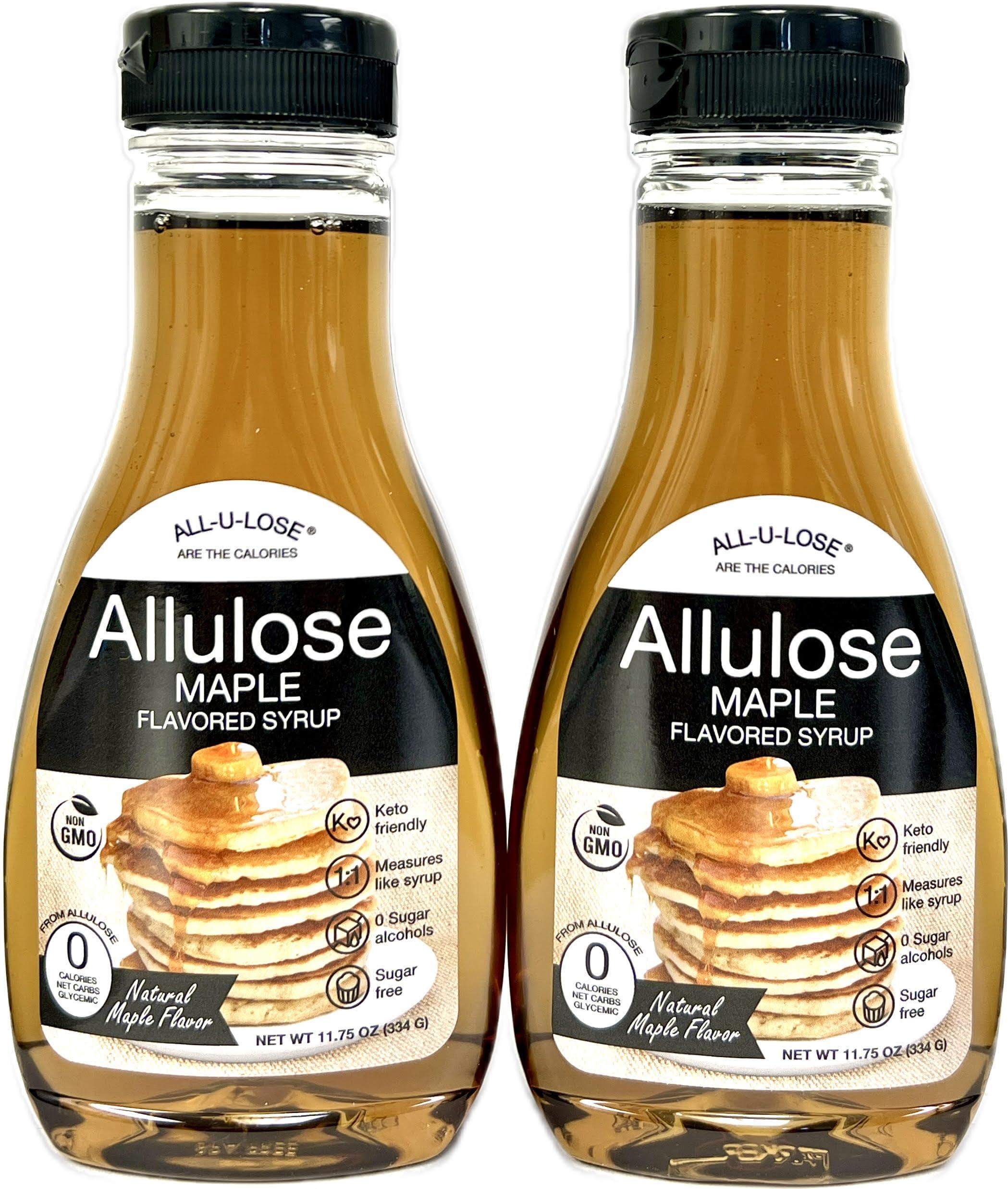 All-u-Lose BetterTaste Maple Natural Flavored Allulose Syrup, 11.75 oz, Zero Calorie, Sugar Substitute, Non-GMO, Gluten Free (11.75 oz Pack of 2-572, Maple)