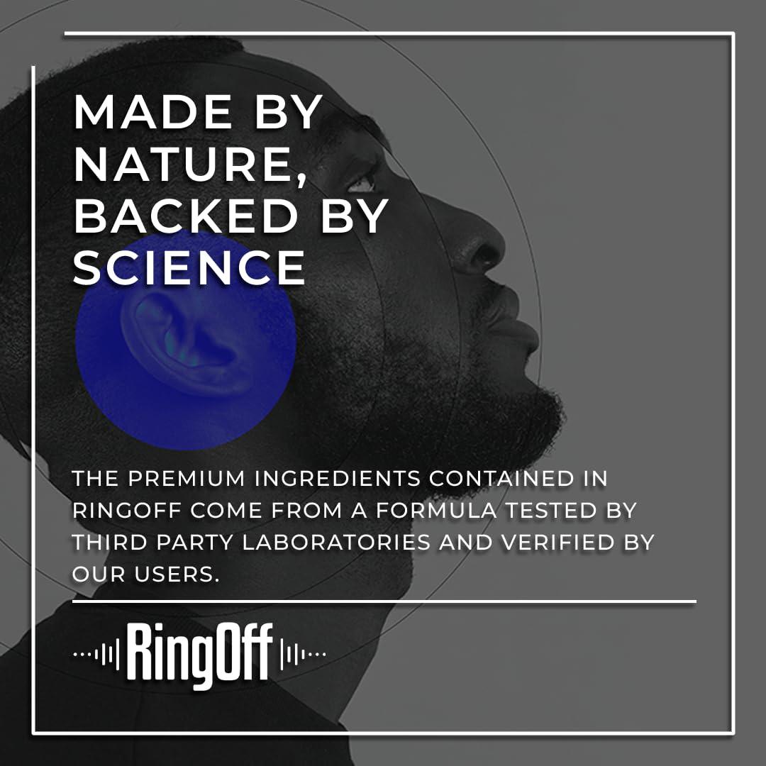 AURA VITAMINS Ring Off (120 Caps) Tinnitus Relief for Ringing Ears, Clear Tinnitus Quieting Ear Ringing Relief & Restoring Inner Peace, Ginkgo Biloba, Zinc Picolinate & More Effective Hearing Health Support