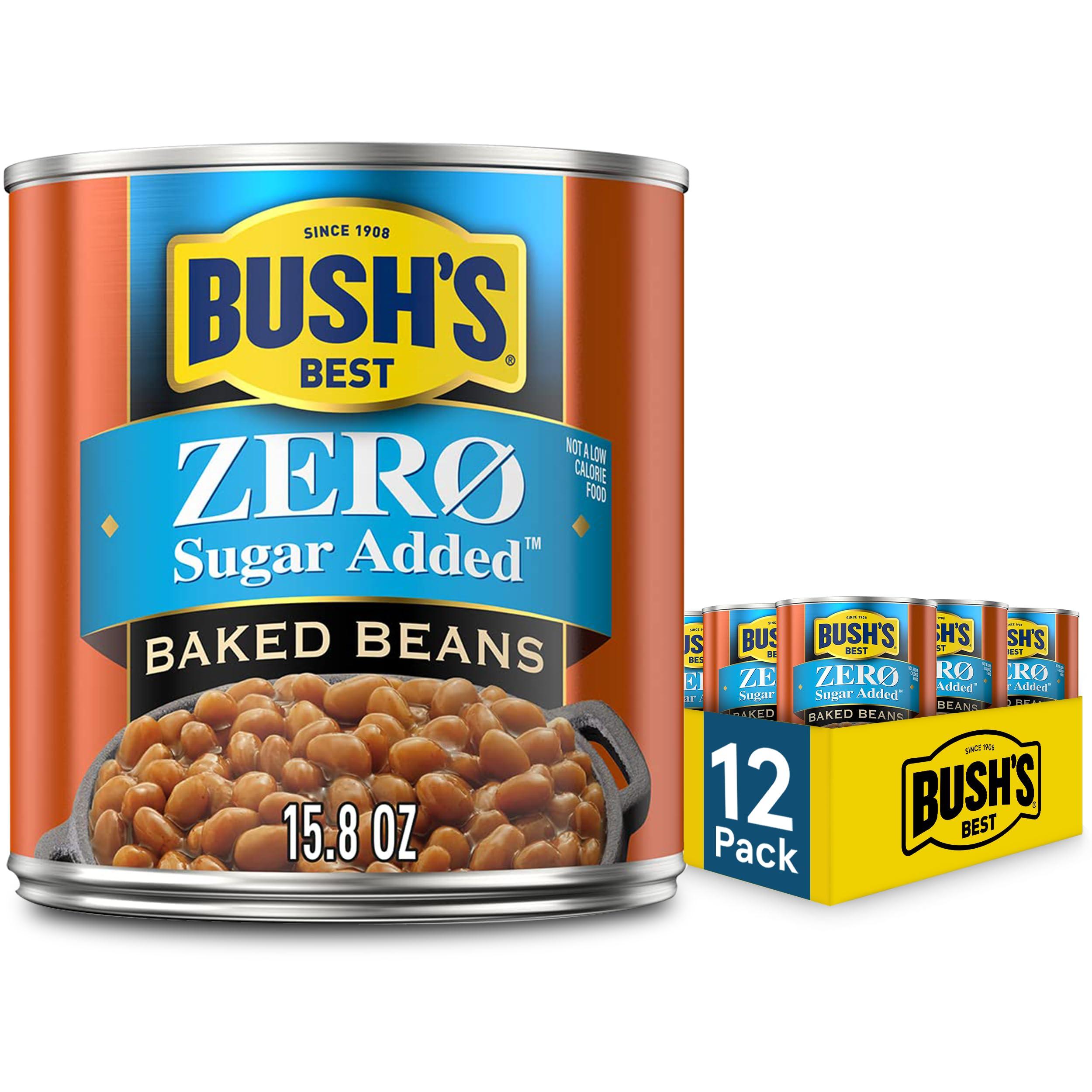 Bush\'s Best BUSH\'S BEST 15.8 oz Zero Sugar Baked Beans, Source Of Plant Based Protein and Fiber, Low Fat, Gluten Free, (Pack of 12)