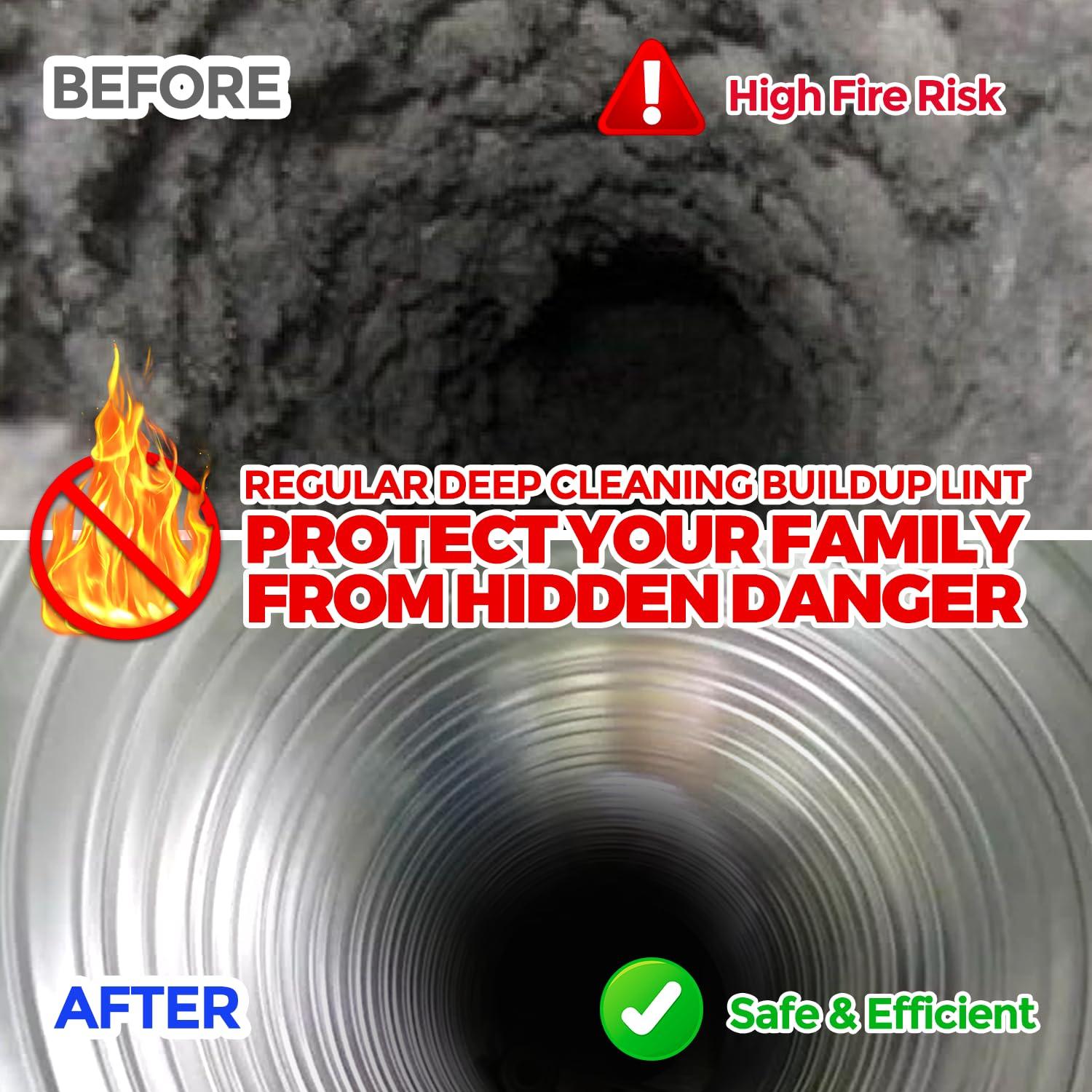 Holikme Holikme 50 Feet Dryer Vent Cleaner Kit Lint Remover Flexible Dryer Vent Cleaning Brush Extends Up to 50 Feet