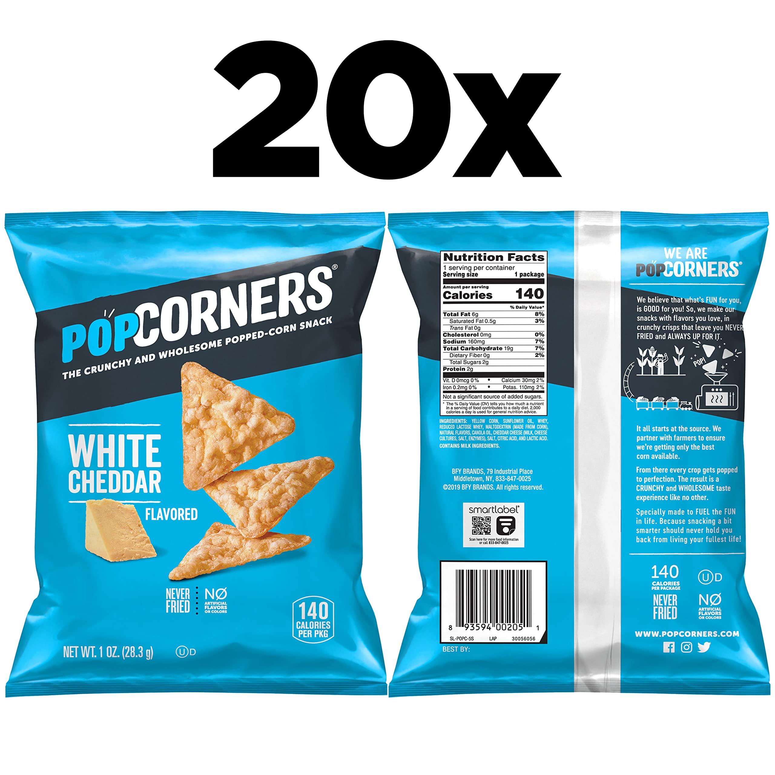 PopCorners PopCorners Popped Corn Snacks, White Cheddar, 1 Ounce (Pack of 20) (Packaging May Vary)