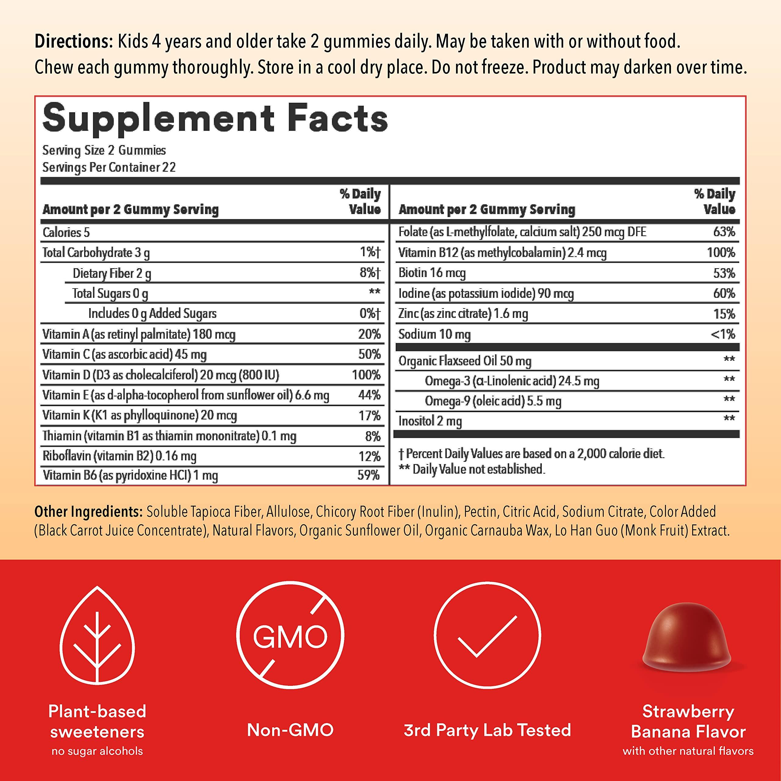 SmartyPants SmartyPants Kids Multivitamin Gummies, Sugar Free: Omega 3 (ALA) & OLLY Kids Chillax, Magnesium Gummies Plus L-Theanine, Lemon Balm, Calm Chews for Kids 4+, Sherbet Flavor - 50 Count (Pack of 1)