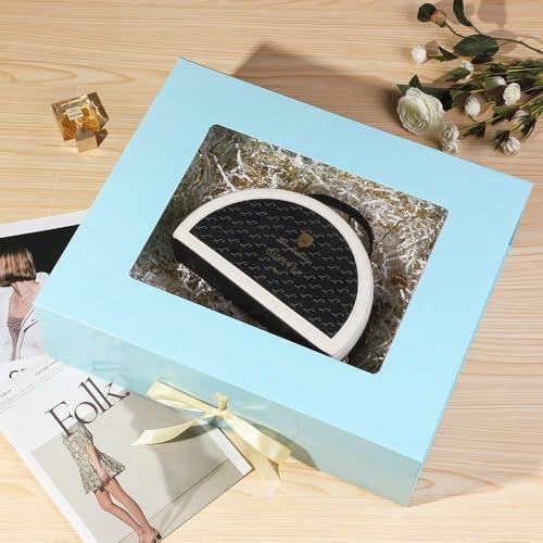 PLINJOY PLINJOY 3 Pcs Extra Large Blue Gift Box for Presents with Ribbon 19x16x6 Inches Clear Gift Box with Window Magnetic Closure Gift Boxes with Lids