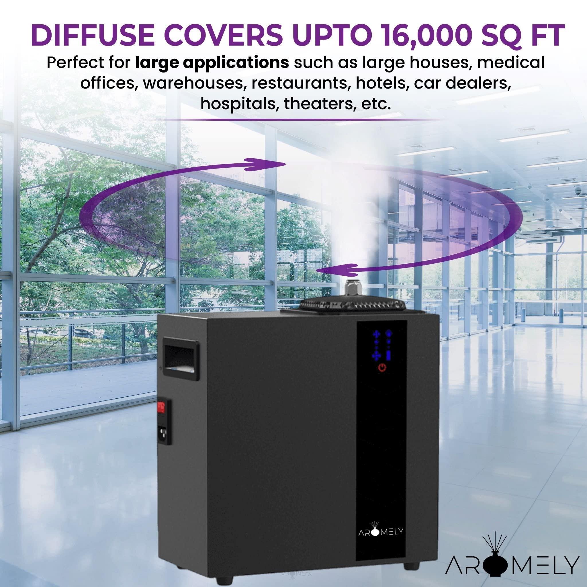 AROMELY Aromely Smart Bluetooth HVAC Scent Diffuser, Aromatherapy Nebulizing Waterless Diffuser for Home, Office, Large Room, Perfect Aroma Diffuser Up to 16,000 SQSF with Large 800ml Oil Bottle - Black.