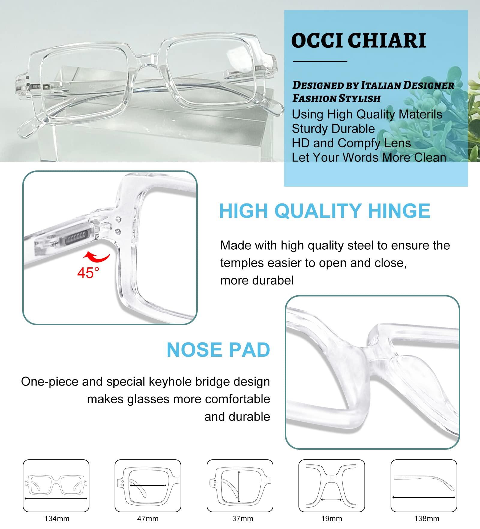 OCCI CHIARI OCCI CHIARI Bifocal Reading Glasses with Clear Top,Blue Light Blocking Transition Readers Women 1.0 1.5 2.0 2.5 3.0 3.5(350+ Clean)