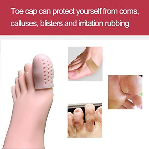 Conpru 16 Pieces Gel Toe Caps for Big Toe, Breathable Silicone Toe Protector, Toe Covers Sleeves with Holes, Protect Toe from Rubbing, Ingrown Toenails, Corns, Blisters and Other Painful Toe Problems