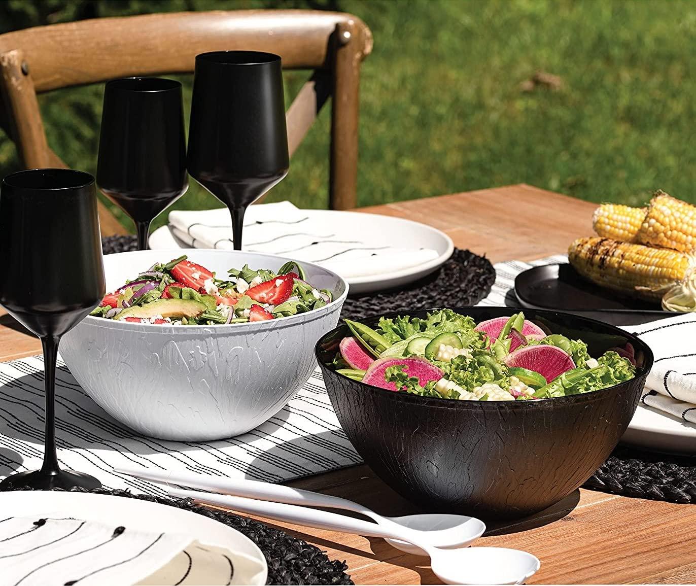 Posh Setting Plastic Serving Bowls Large Disposable White Serving Bowl Snack Bowls for Parties Disposable Plastic Chip Bowls for Parties, Buffet, Catering, Display or Salad Bar [5 Pack - 96 oz]