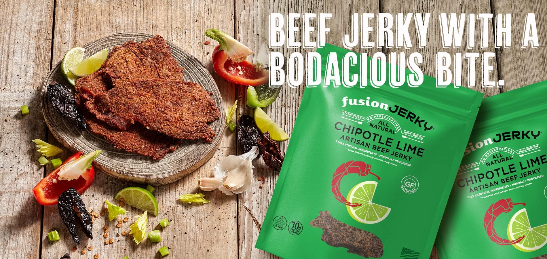 fusionJerky Fusion Jerky Artisan Beef Jerky, Japanese BBQ, 2.5 oz - All Natural, 10g Protein, Premium USA Sourced Meat, Gluten Free, Prime Cuts, No Nitrates, No Added MSG, No Preservatives, Made in USA