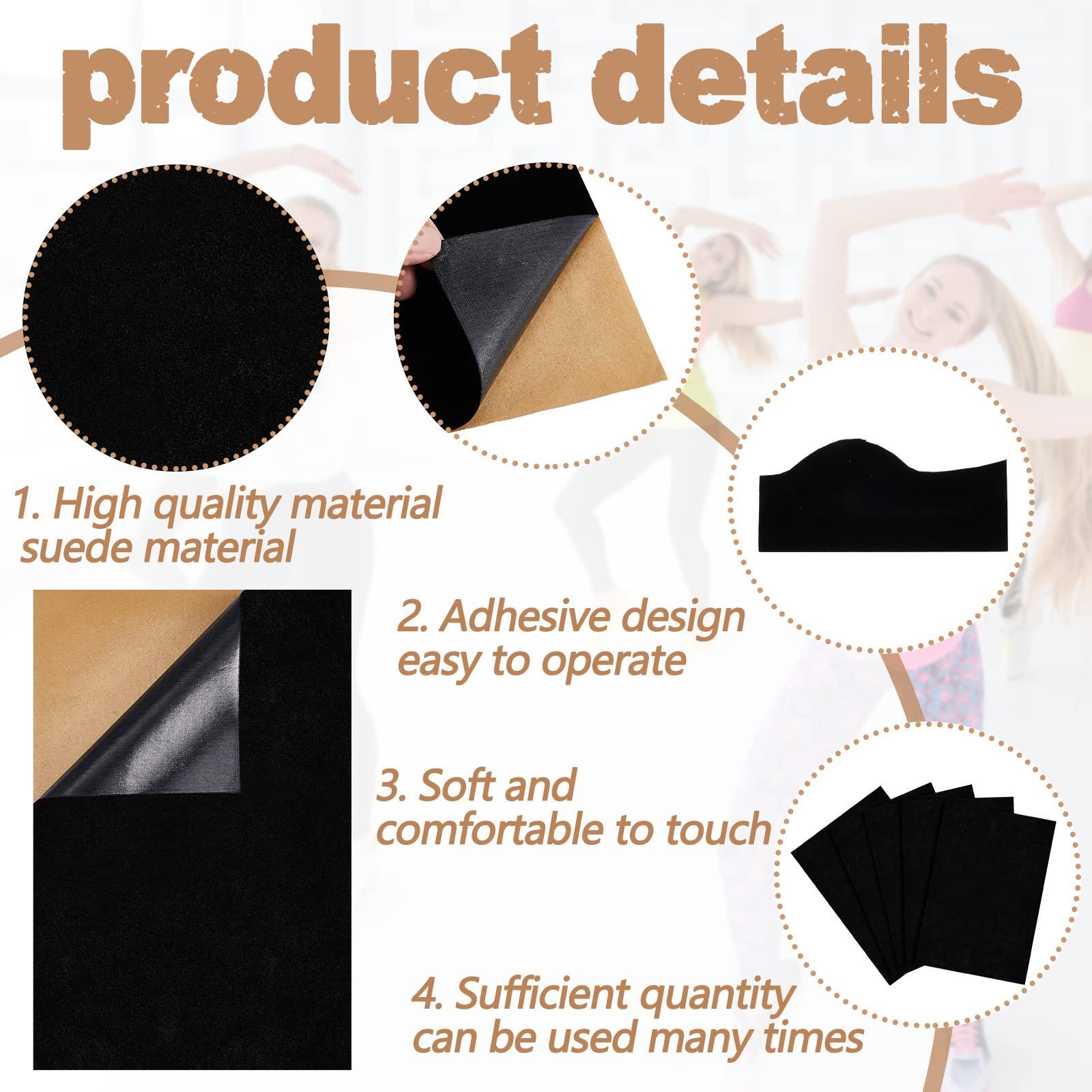 Dunzy Dunzy 5 Pcs Stick on Self Adhesive Suede Soles for Dance Shoes 8.6 x 11.8 Inch Non Slip High Heeled Shoe Protector, Artificial Leather Sheets Friction Reducing Dance Sole Suede Shoe Sole Pads (Black)