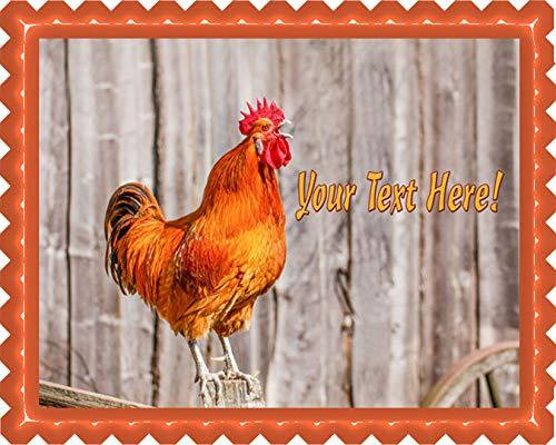 Edible Prints On Cake Singing Red Rooster - Edible Cake Topper - 10" x 16" (1/2 sheet) rectangular