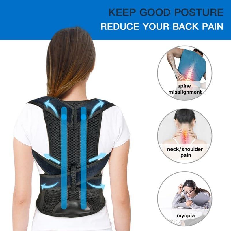 LUXRUB Posture Corrector Back Brace For Men And Women, Adjustable Lumbar Support For Posture Improving And Pain Relief, Full Back Support Belt For Neck, Shoulder, Waist Pain (Color : Black, Size : Large)