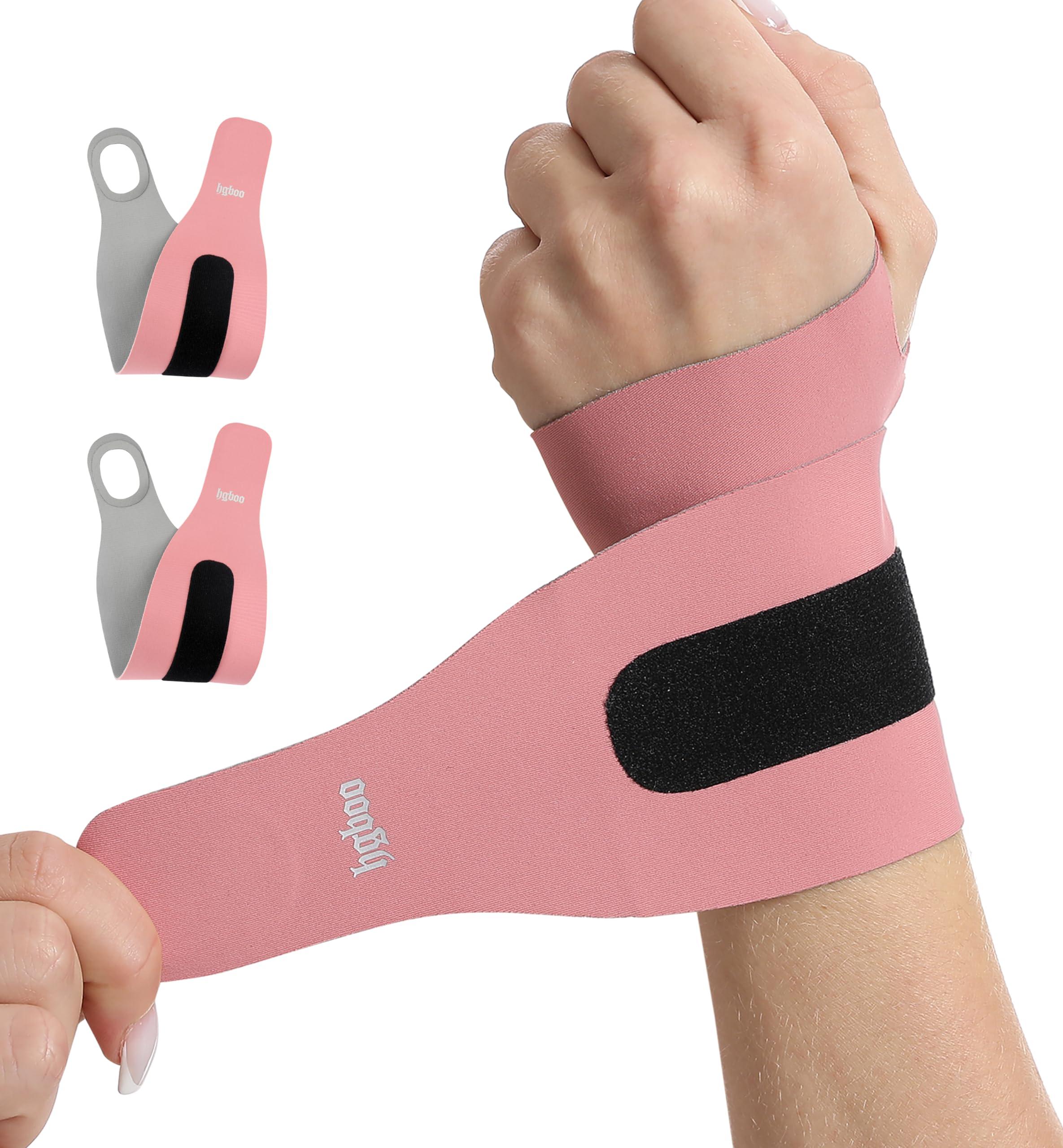 HGBOO HGBOO Ultra Thin and Soft Wrist Brace Wrist Wraps for Men and Women, Adjustable Wrist Support for Basketball Tennis Badminton Yoga Carpal Tunnel Syndrome, Pack of 2 (Pink)