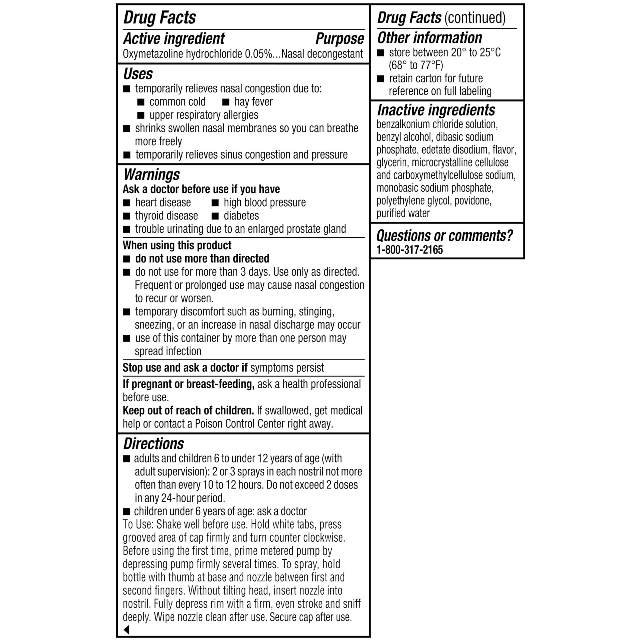 Afrin AFRIN No Drip Night Nasal Mist Twin Pack, Non-Drowsy, Fast-Acting Decongestant for Restful Sleep with Chamomile Scent, Adults and Children 6 and Older, .5 fl oz (Pack of 2)