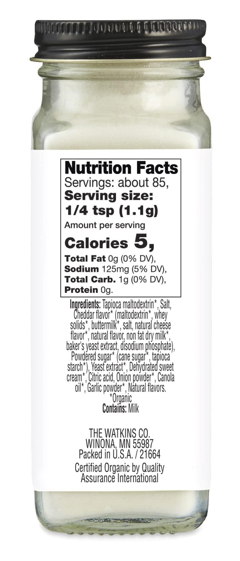 Watkins Watkins Gourmet Organic White Cheddar Popcorn Seasoning, 3.3 oz