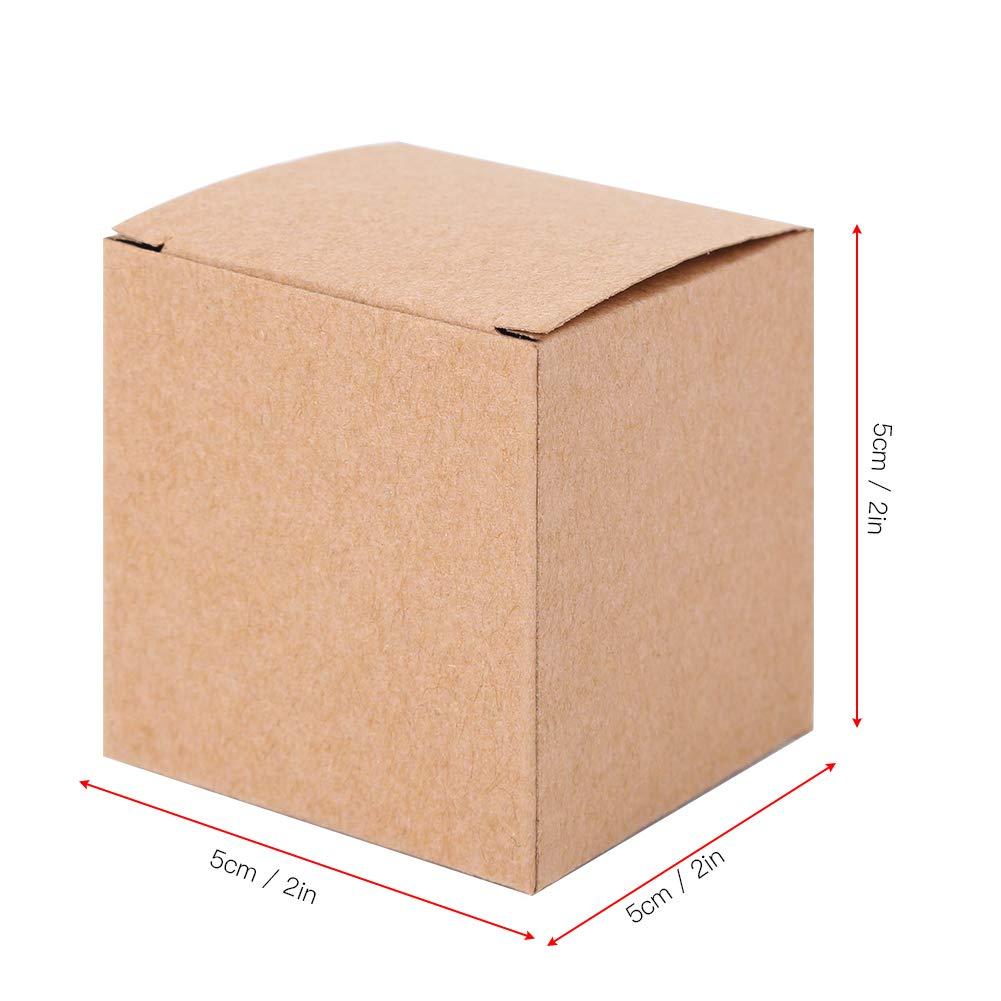 ANKROYU ANKROYU 50 Pcs Square Kraft Paper Folding Box, Brown Cardboard Gift Boxes Easy Assemble for Parties for Parties, Birthdays, Weddings, Brown Kraft Paper Box 5 X 5 X 5 cm