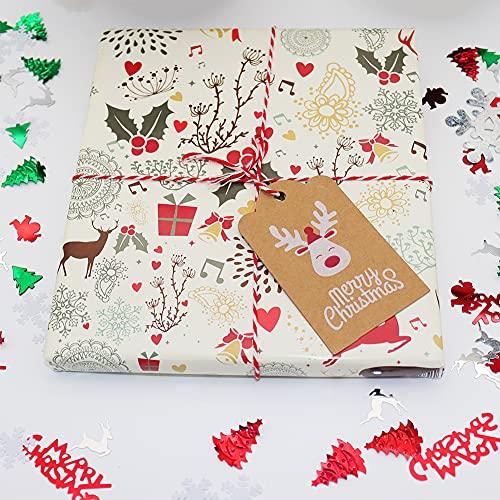 TrlaFy 120PCS Christmas Gift Tags Brown Kraft Paper Christmas Gift Tags Hanging Name Tags Labels with Twine String for Christmas Gift Wrap, DIY Arts and Crafts, Wedding