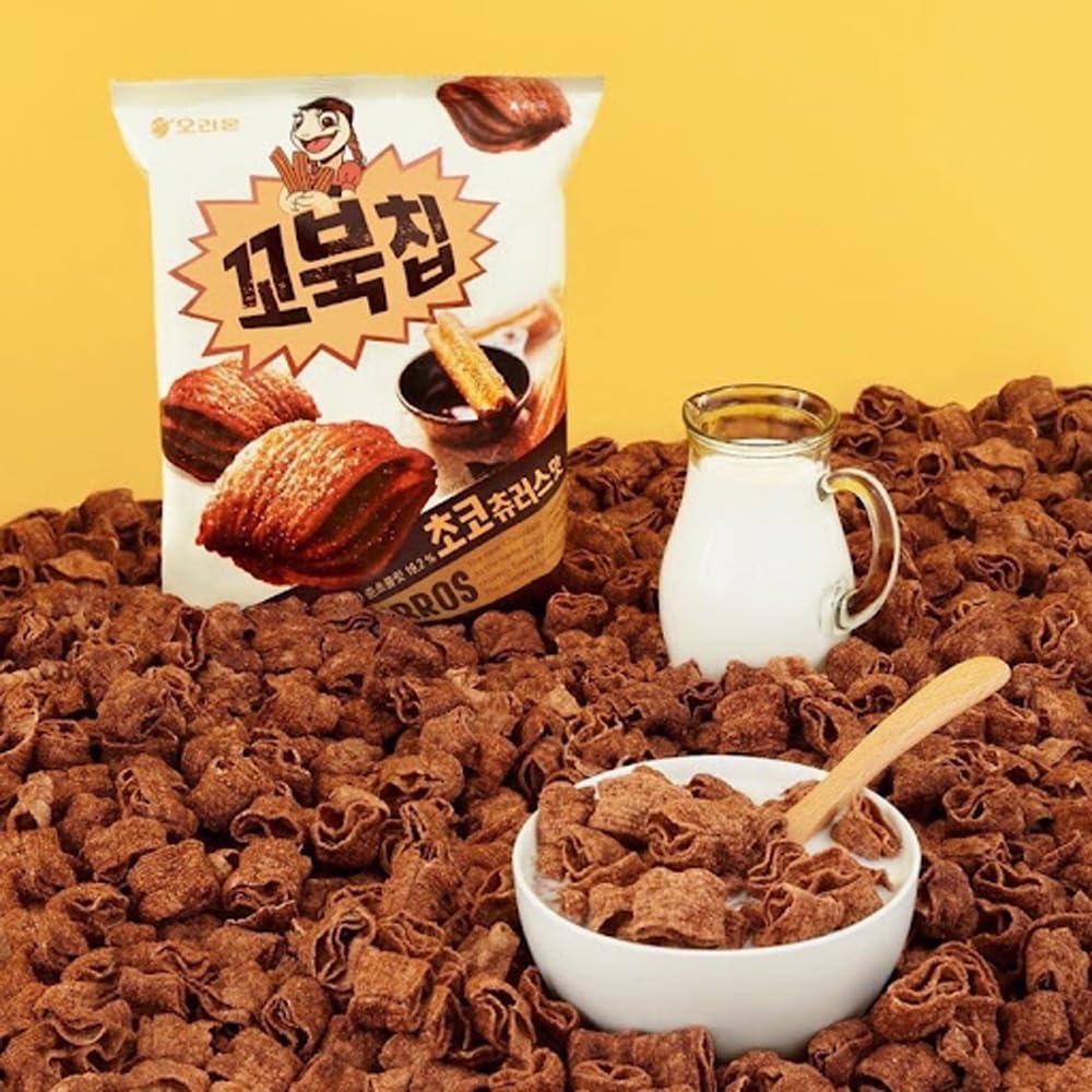 CROS Cros Orion Turtle Chips-Choco Churros Flavor-Crispy Korean Party Corn Snacks-3 Packs x 160G