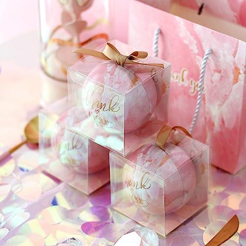 JOERSH JOERSH 3x3x3 Inches Clear Favor Boxes with Gift Ribbons 30 PCS Transparent Plastic Cube Party Favor Treat Boxes for Candy Individual Cupcake & Hot Cocoa Bomb Packaging Boxes