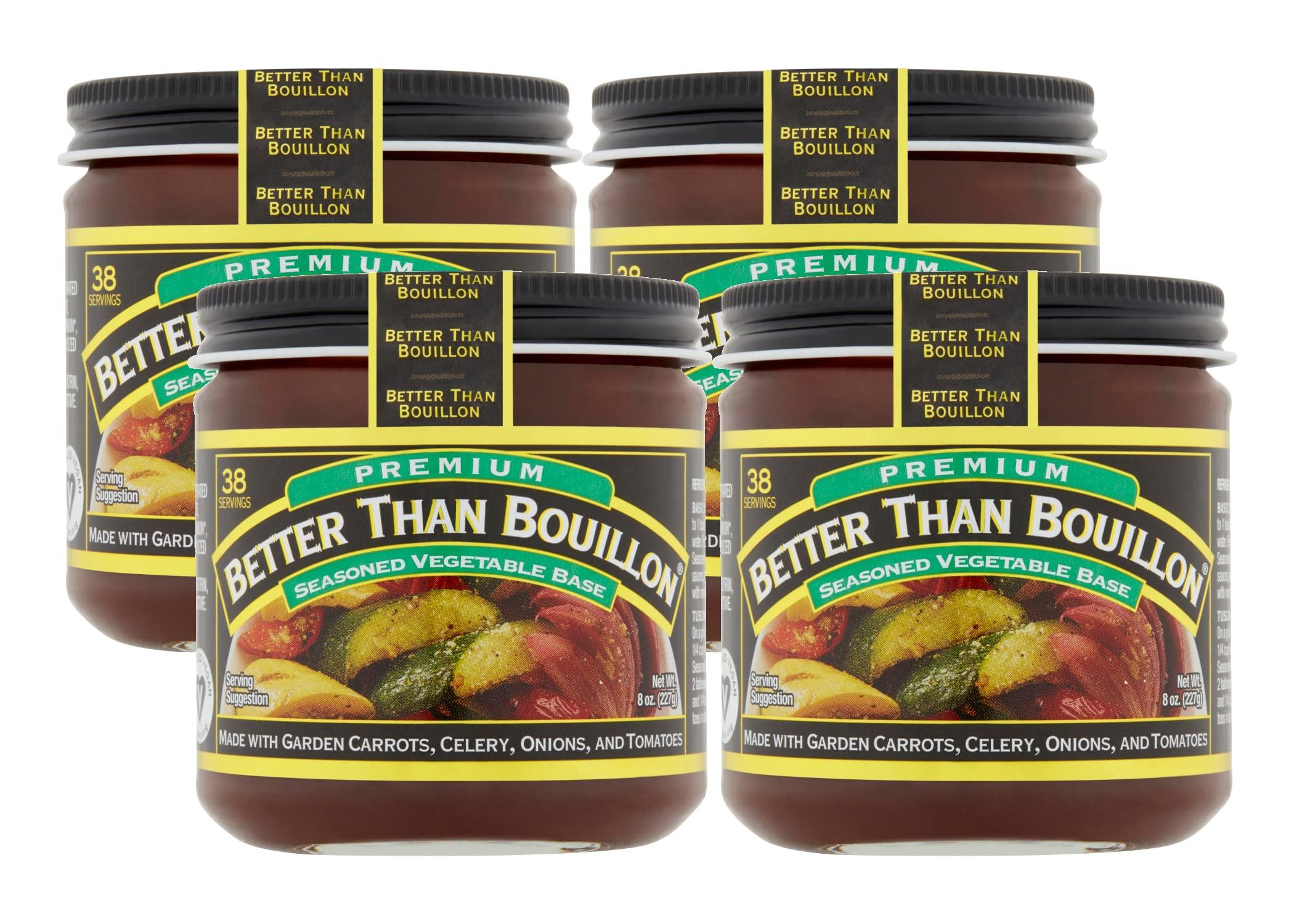 Better Than Bouillon Better Than Bouillon Premium Seasoned Vegetable Base, Blendable Base for Added Flavor, 38 Servings Per Jar (8 Ounce (Pack of 4))