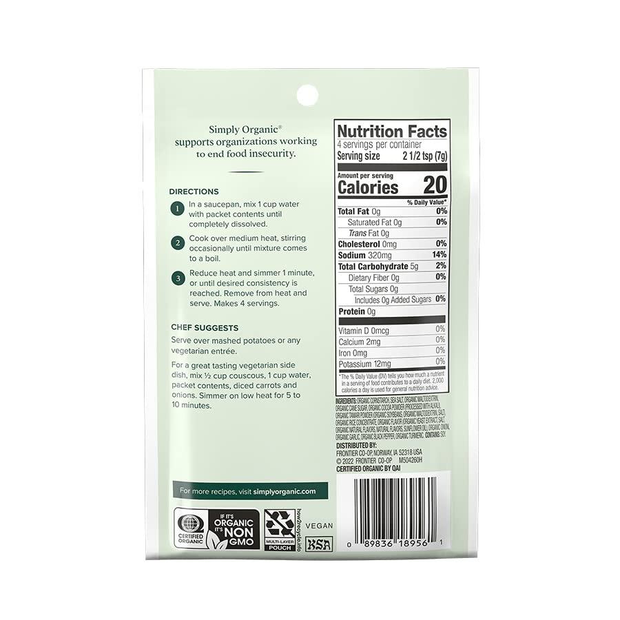 Simply Organic Simply Organic Vegetarian Brown Gravy Mix, Certified Organic, Vegetarian, Gluten-Free | 1 oz