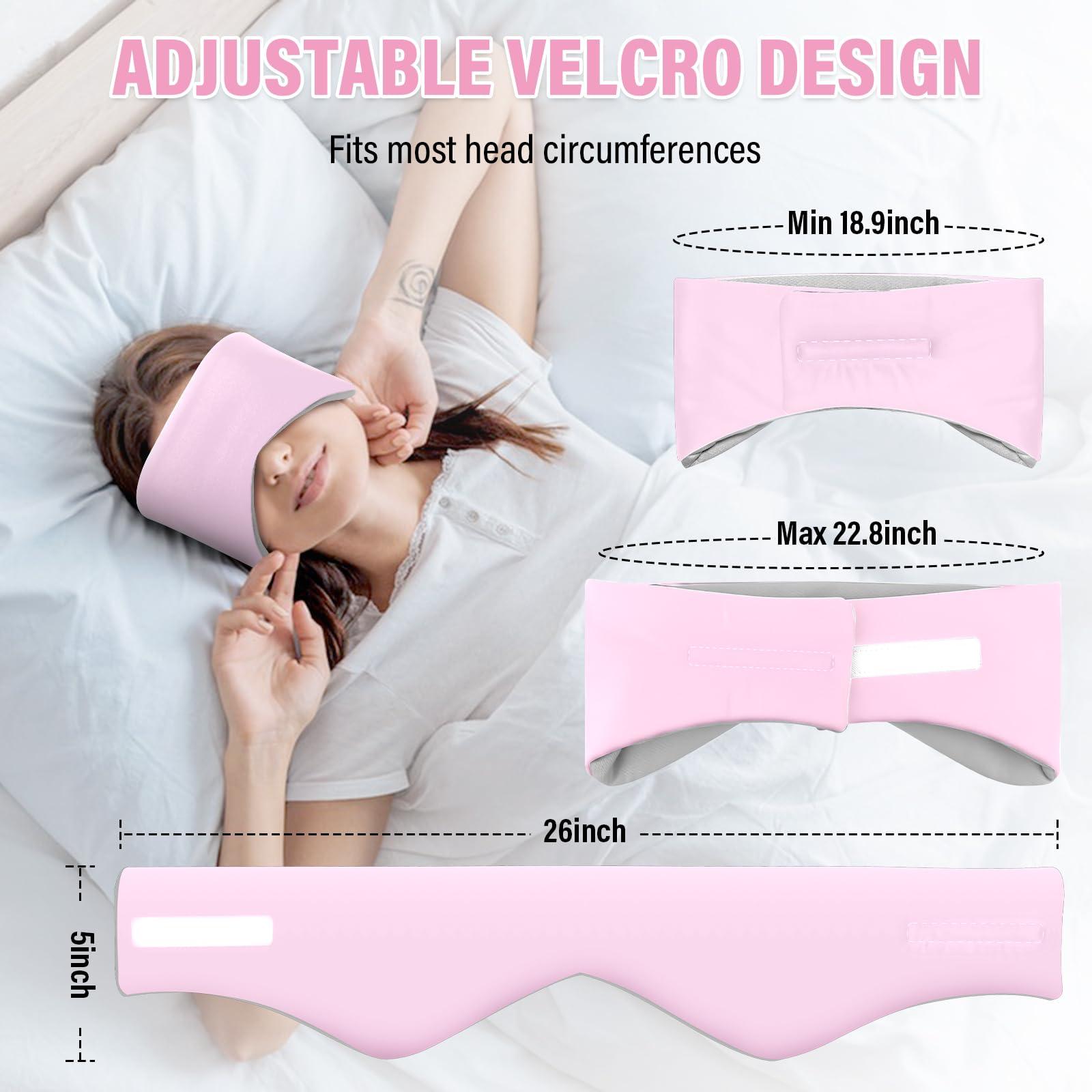 spacepower Sleep Mask, Eye Mask for Sleeping with Heads Adjustable, Earmuffs for Sleep for Men & Women, 2 in 1 Ear Mask and Blindfold, Soft Dual-Sided All-Season Eye Cover for Side Sleepers (Pink)