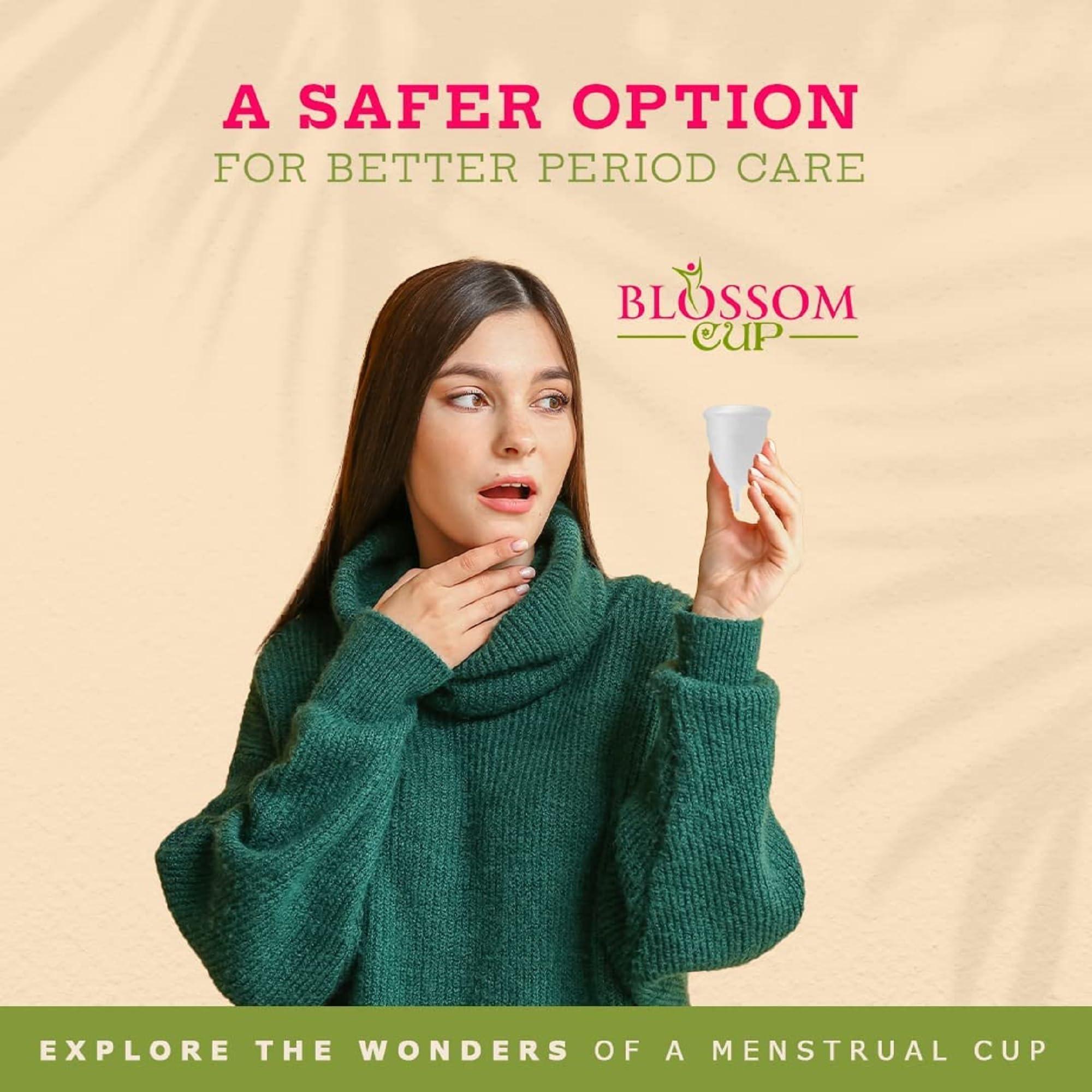 Blossom Cup Blossom Menstrual Cup, Say No to Tampons | Get Blossom Cups for Menstrual Days| Period Cup, Reusable Menstrual Cup, Silicone Cup (Large Menstrual Cup, Red)