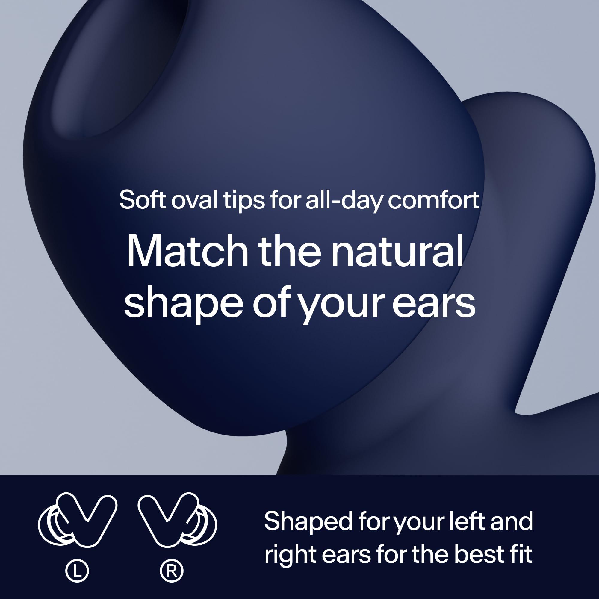 Alpine Alpine Silence Ear Plugs for Sleep, Focus & Travel - V-Shape Fit & Soft Oval Tips  4 Sizes XS/S/M/L - Comfortable, Reusable Hearing Protection - 22dB  Midnight Blue