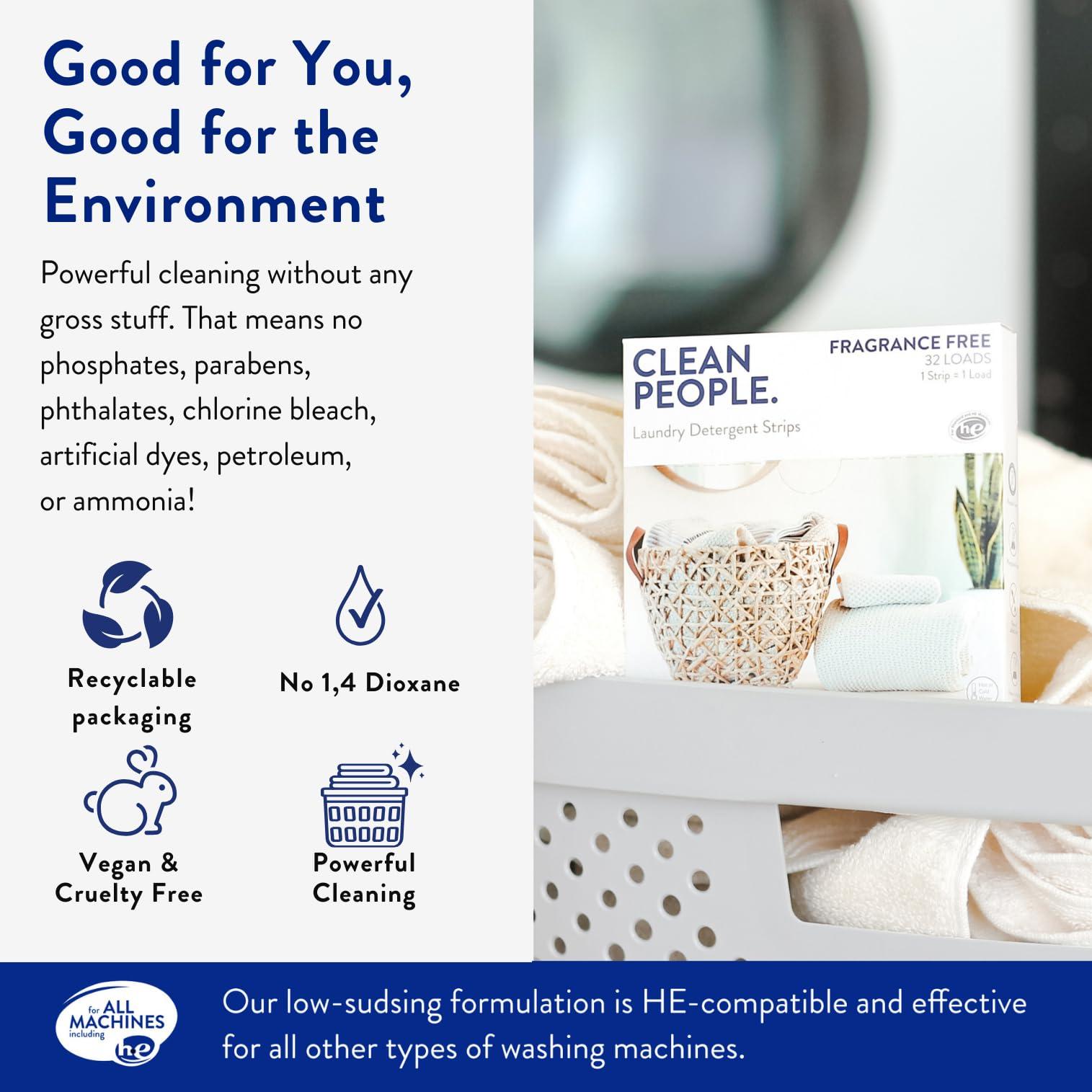 THE CLEAN PEOPLE The Clean People Laundry Detergent Sheets - Laundry Soap - Ultra Concentrated, Recyclable Packaging, Stain Fighting - Fresh Scent, 32 Pack