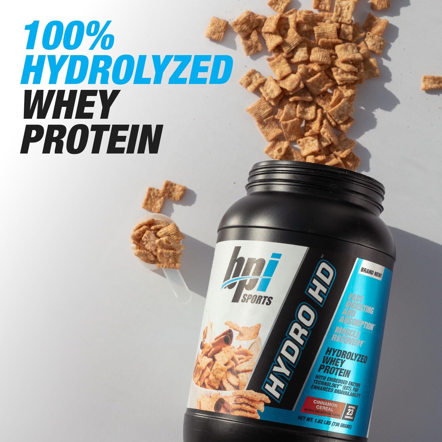 BPI Sports BPI Sports Hydro HD - 100% Hydrolyzed Whey Protein Powder - Muscle Growth, Recovery, 25g of Protein, Low Carb, Low Sugar, Fast Absorbing (68 Servings, Cinnamon Cereal)