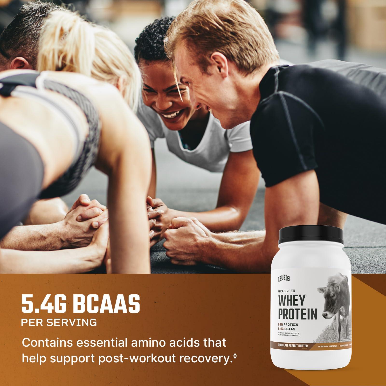 Levels Nutrition Levels Grass Fed Whey Protein, No Artificials, 24G of Protein, Chocolate Peanut Butter, 2LB