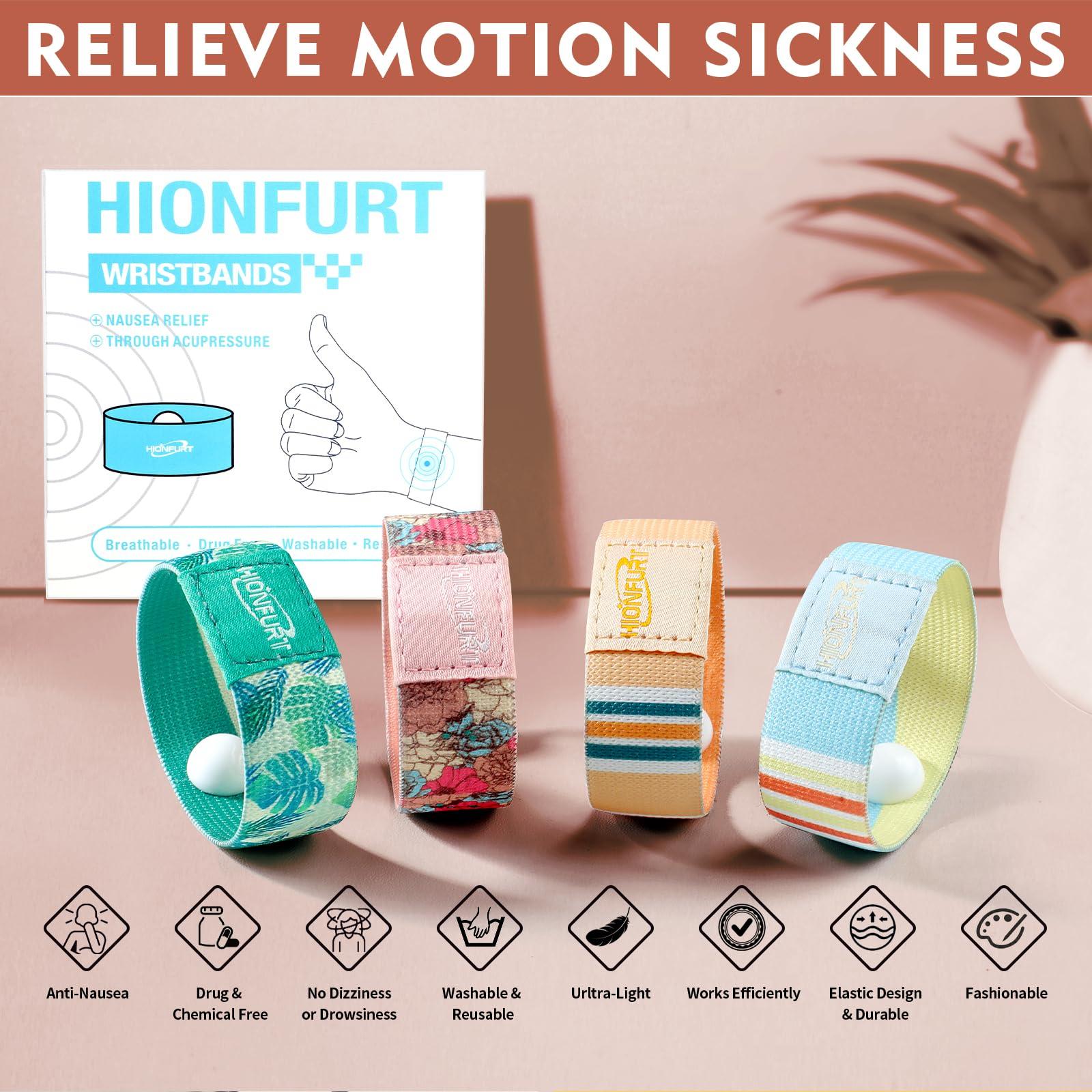 Hionfurt Hionfurt Nausea Relief Motion Sickness Bands, Sea Sickness Wristbands Motion Sickness (Cruise,Plane) Morning Sickness Anti Nausea Relief Wristband Bracelets for Pregnant Women and Adult Kids(2 Pairs)