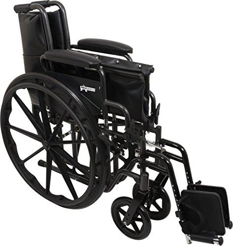 Roscoe Medical ProBasics Comfort Standard Wheelchair - Height Adjustable Seat - Flip Back Desk Arms - 300 Pound Weight Wapacity - Black - Swing-Away Footrest - 16" x 16" Seat